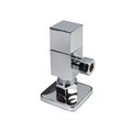 Westbrass Square, Brass Toilet Kit 1/4-Turn Round Angle Stop 1/2" Copper x 3/8" Comp in Polished Chrome D105QS-26